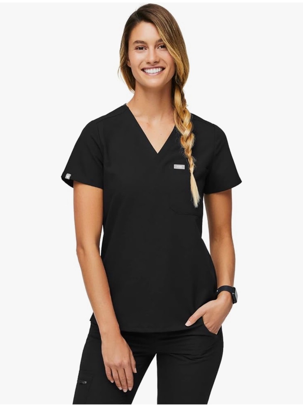 Figs one pocket Black XS Scrub Top